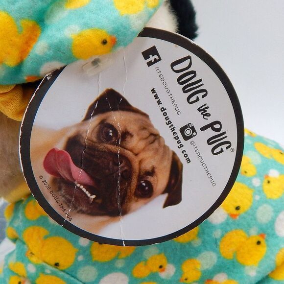 GUND Doug The Pug Plush Sleepytime Dog Plush w/Duck Pajamas Eye Mask Tag 2020 - Picture 8 of 10